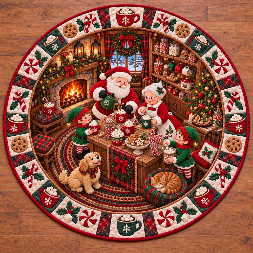 Santa Cocoa Quilted Round Mat SN0HH0724