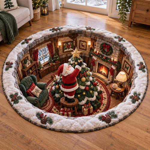 Santa Cozy Cabin Quilted Round Mat SN0TV450