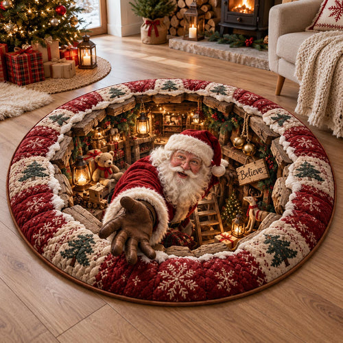 Santa Cozy Hideaway Quilted Round Mat SN0DV894