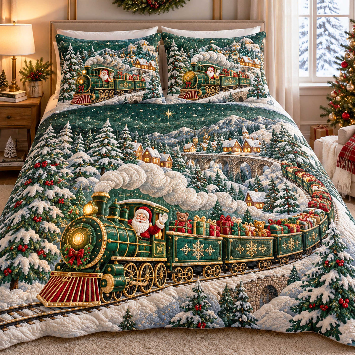 Santa Express 3-Piece Quilted Bedding Set SN0TD749