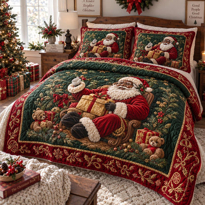 Santa Family Joy 3-Piece Quilted Bedding Set SN0DV698