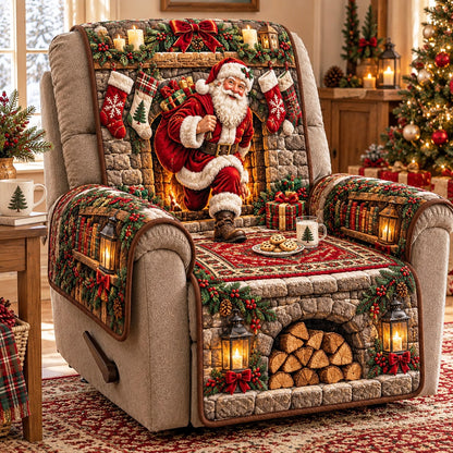 Santa Fireplace Cookies Quilted Sofa Cover SN0TD1279