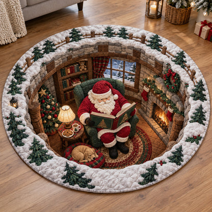 Santa Fireside Retreat Quilted Round Mat SN0TV451