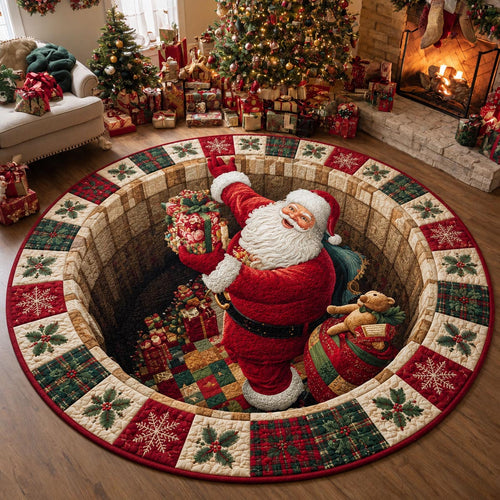 Santa Gift Drop Quilted Round Mat SN0DV749