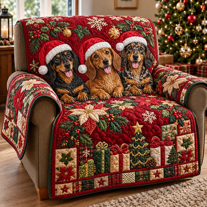 Santa Hat Dachshunds Quilted Sofa Cover SN0HH0962