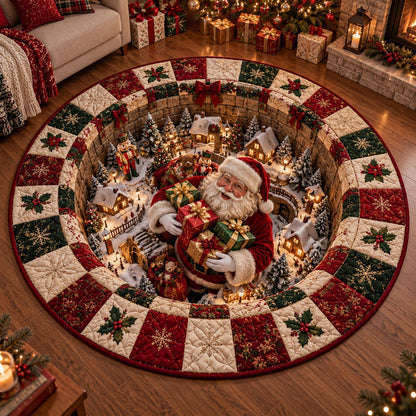 Santa Hideaway Quilted Round Mat SN0DV747