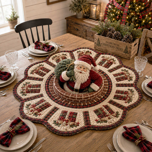 Santa Holiday Custom Shape Quilted Table Topper SN0TD189
