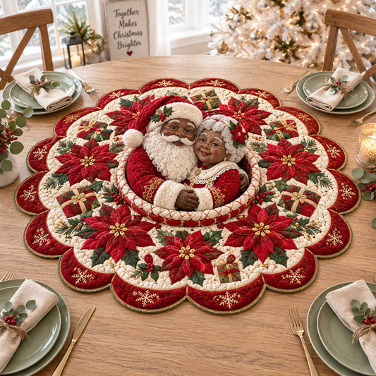 Santa Holiday Custom Shape Quilted Table Topper SN0TD546