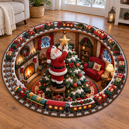 Santa Holiday Express Quilted Round Mat SN0TV461