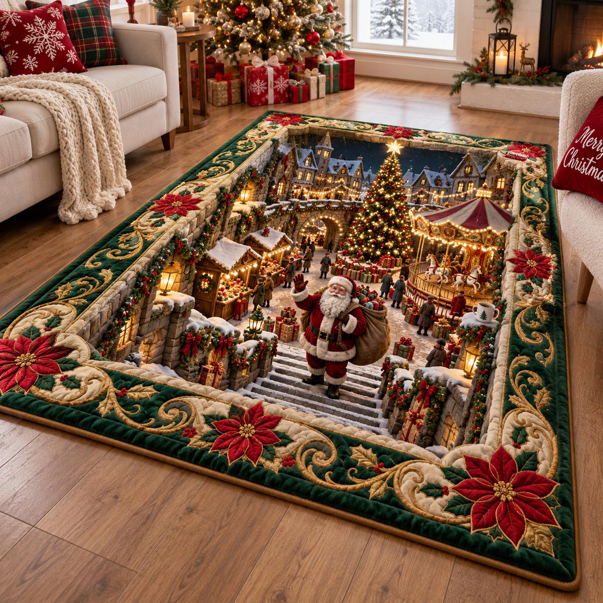 Santa Holiday Market Area Rug SN0DV887