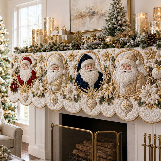 Santa Holiday Quilted Mantel Scarf SN0TD249
