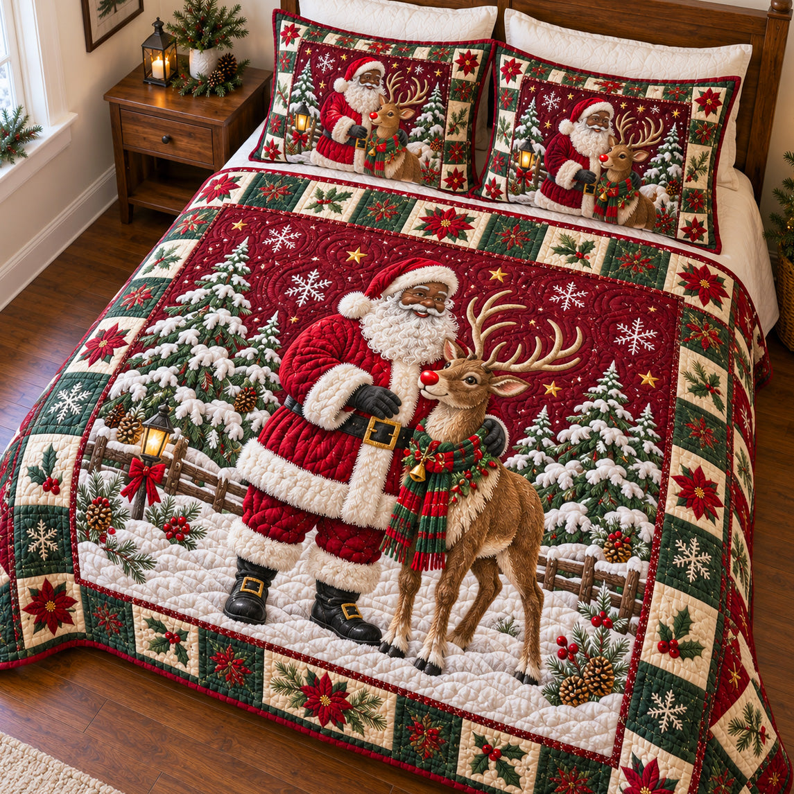 Santa Journey 3-Piece Quilted Bedding Set SN0TV341