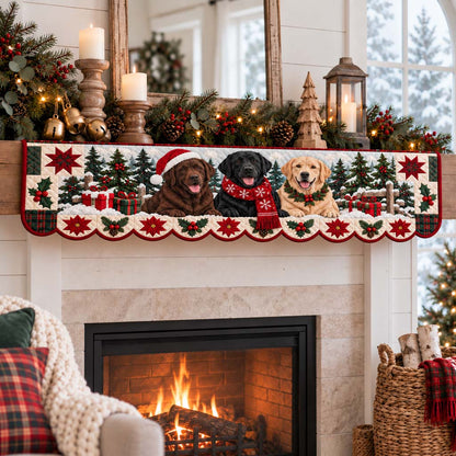 Santa Labrador Gathering Quilted Mantel Scarf SN0HH0476
