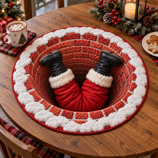 Santa Landing Custom Shape Quilted Table Topper SN0TV481
