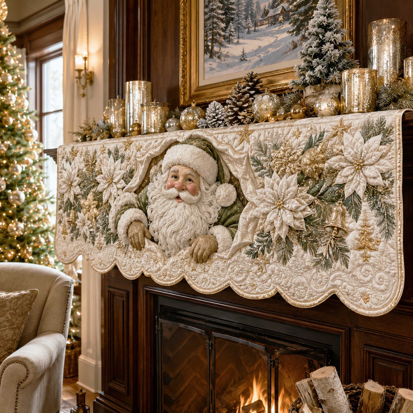 Santa Magic Quilted Mantel Scarf SN0TD241