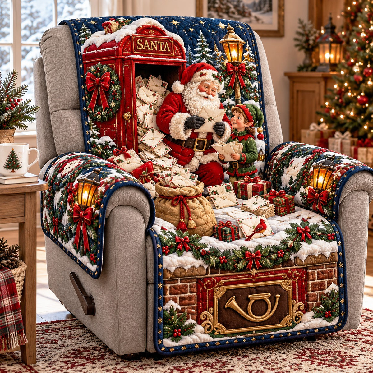 Santa Mailbox Letters Quilted Sofa Cover SN0TD1276