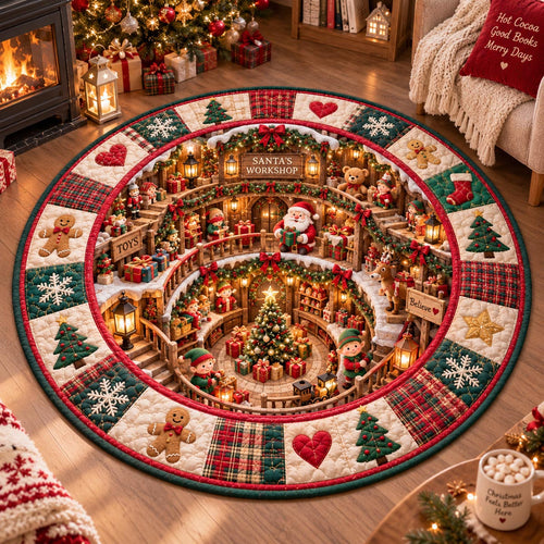 Santa Merry Village Quilted Round Mat SN0DV833