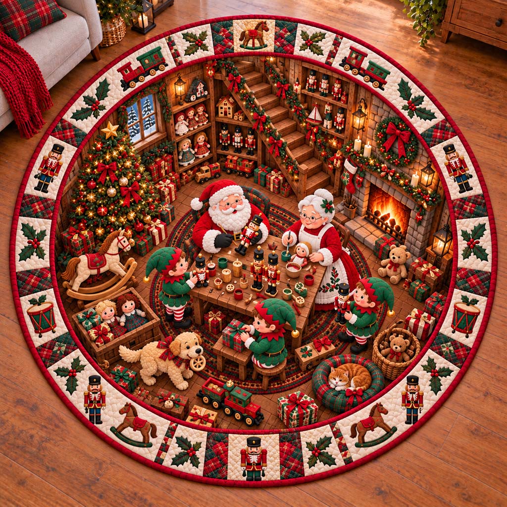 Santa Nutcracker Quilted Round Mat SN0HH0720