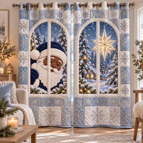Santa Outside Window Quilted Curtains SN0TD844