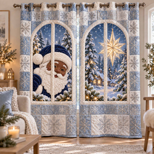 Santa Outside Window Quilted Curtains SN0TD844