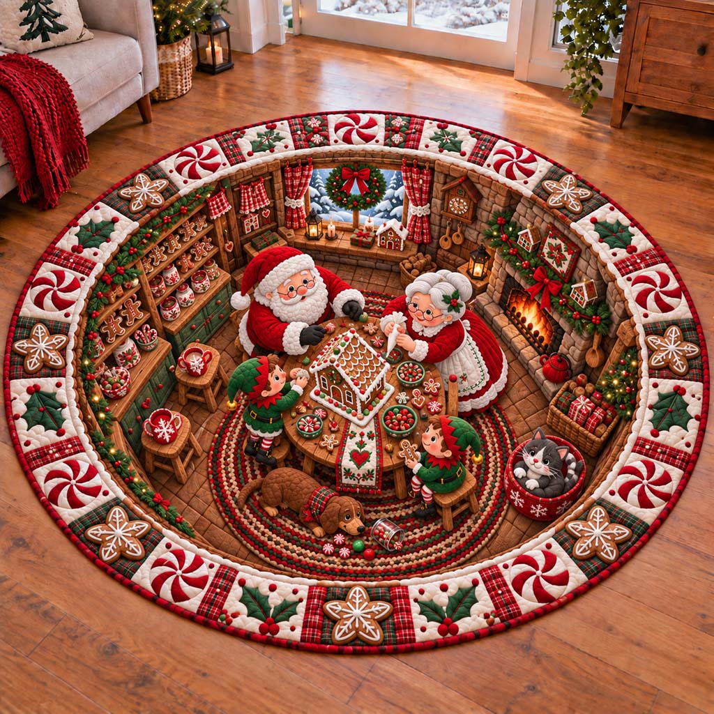 Santa Pastry Quilted Round Mat SN0HH0721