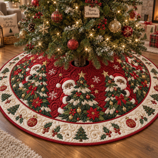 Santa Pine Wishes Christmas Quilted Tree Skirt SN0TV415