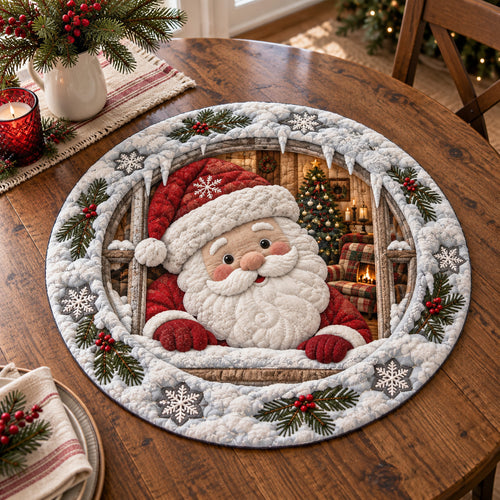 Santa Portrait Custom Shape Quilted Table Topper SN0TV483
