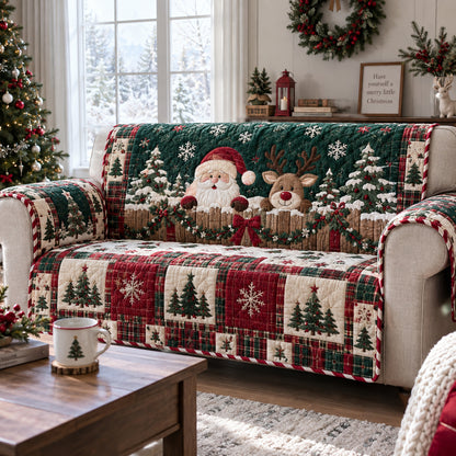 Santa Reindeer Forest Quilted Sofa Cover SN0DV637