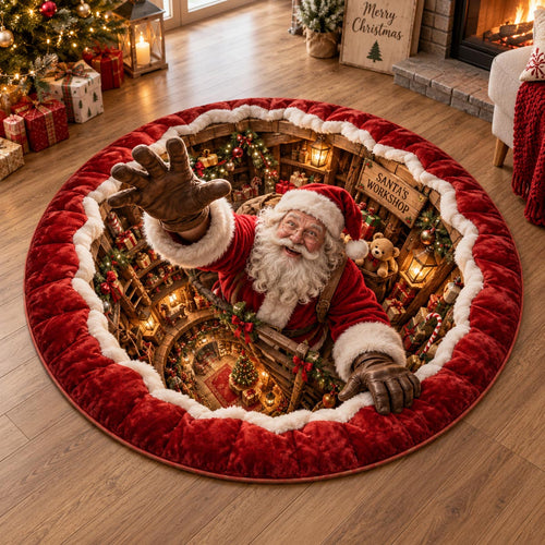 Santa Reindeer Surprise Quilted Round Mat SN0DV891