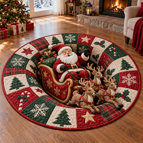 Santa Sleigh Circle Quilted Round Mat SN0TV510
