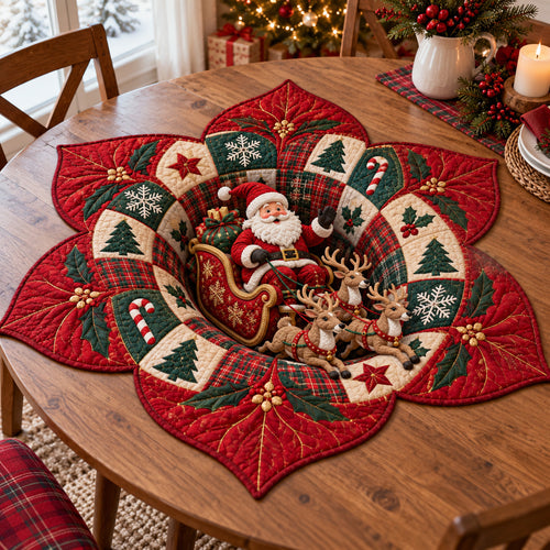 Santa Sleigh Garden Custom Shape Quilted Table Topper SN0TV497