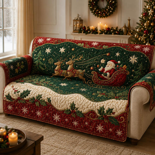 Santa Sleigh Ride Quilted Sofa Cover SN0DV143