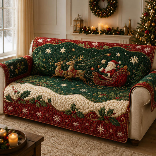 Santa Sleigh Ride Quilted Sofa Cover SN0DV143