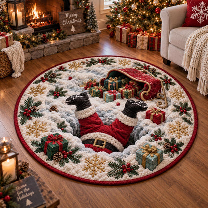 Santa Snowdrift Surprise Quilted Round Mat SN0DV710