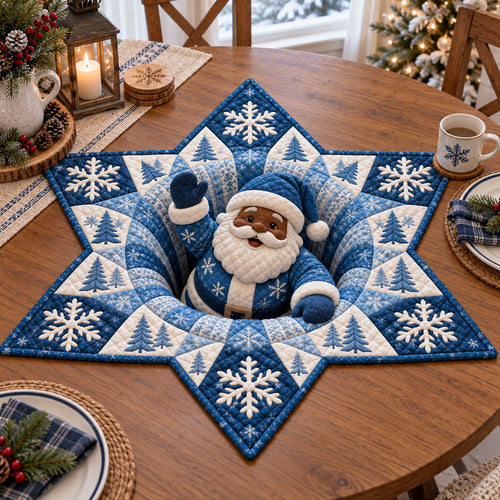 Santa Snowflake Magic Custom Shape Quilted Table Topper SN0TV504