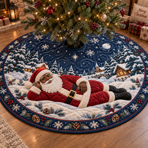 Santa Snowy Dreams Christmas Quilted Tree Skirt SN0TV420