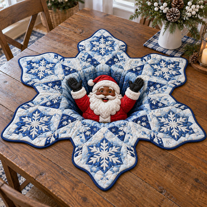 Santa Snowy Star Custom Shape Quilted Table Topper SN0TV507