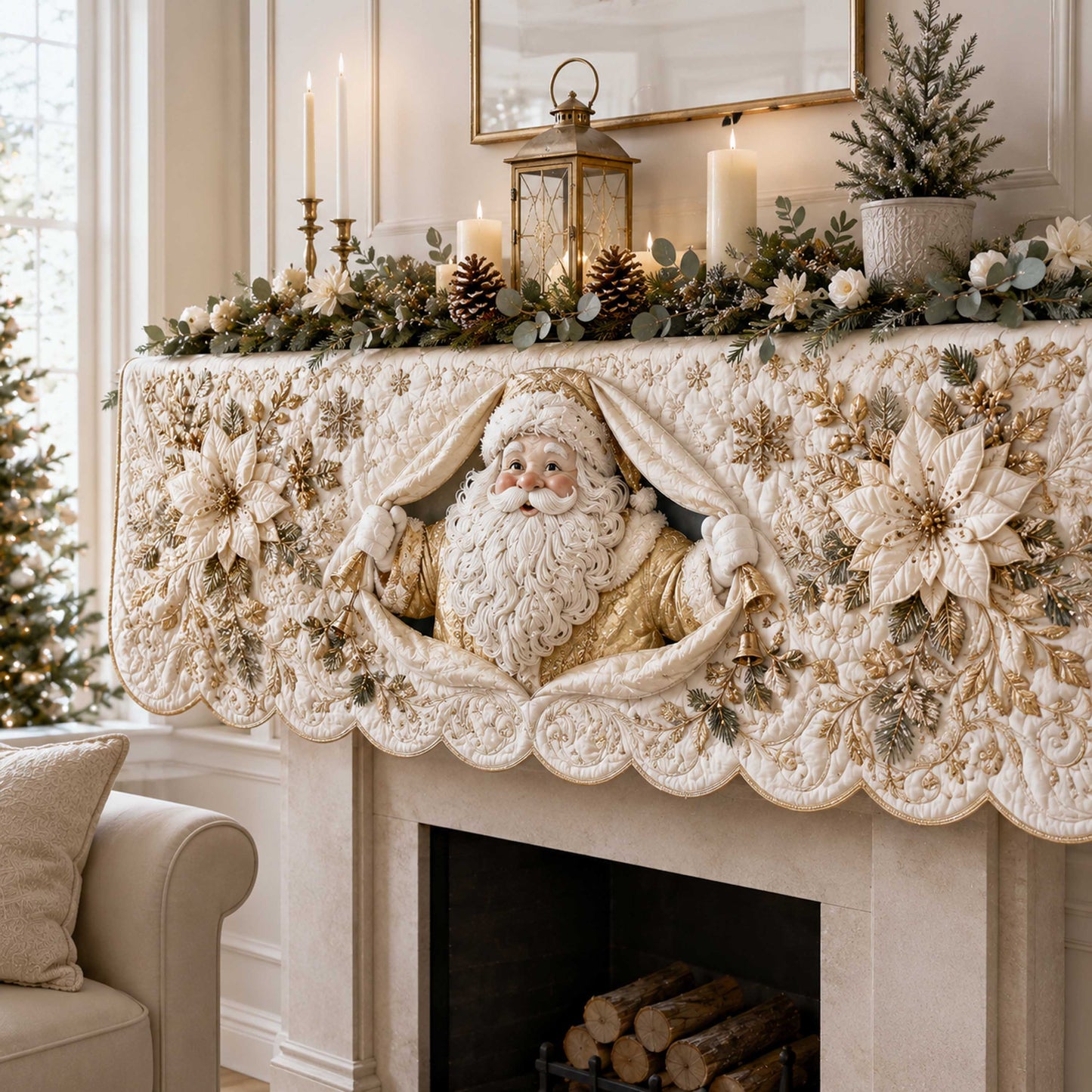 Santa Spirit Quilted Mantel Scarf SN0TD248