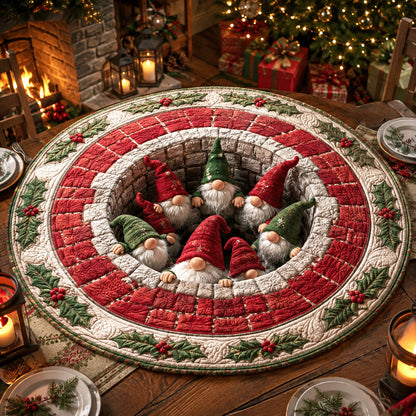 Santa Stairway Custom Shape Quilted Table Topper SN0TV167