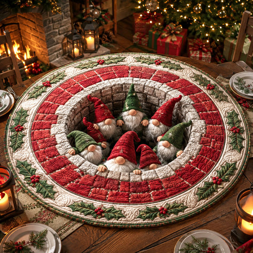 Santa Stairway Custom Shape Quilted Table Topper SN0TV167