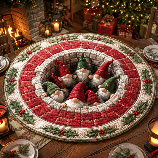 Santa Stairway Custom Shape Quilted Table Topper SN0TV167