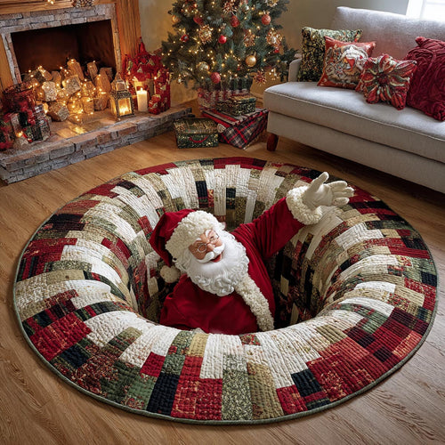 Santa Stuck Again Quilted Round Mat SN0DV753