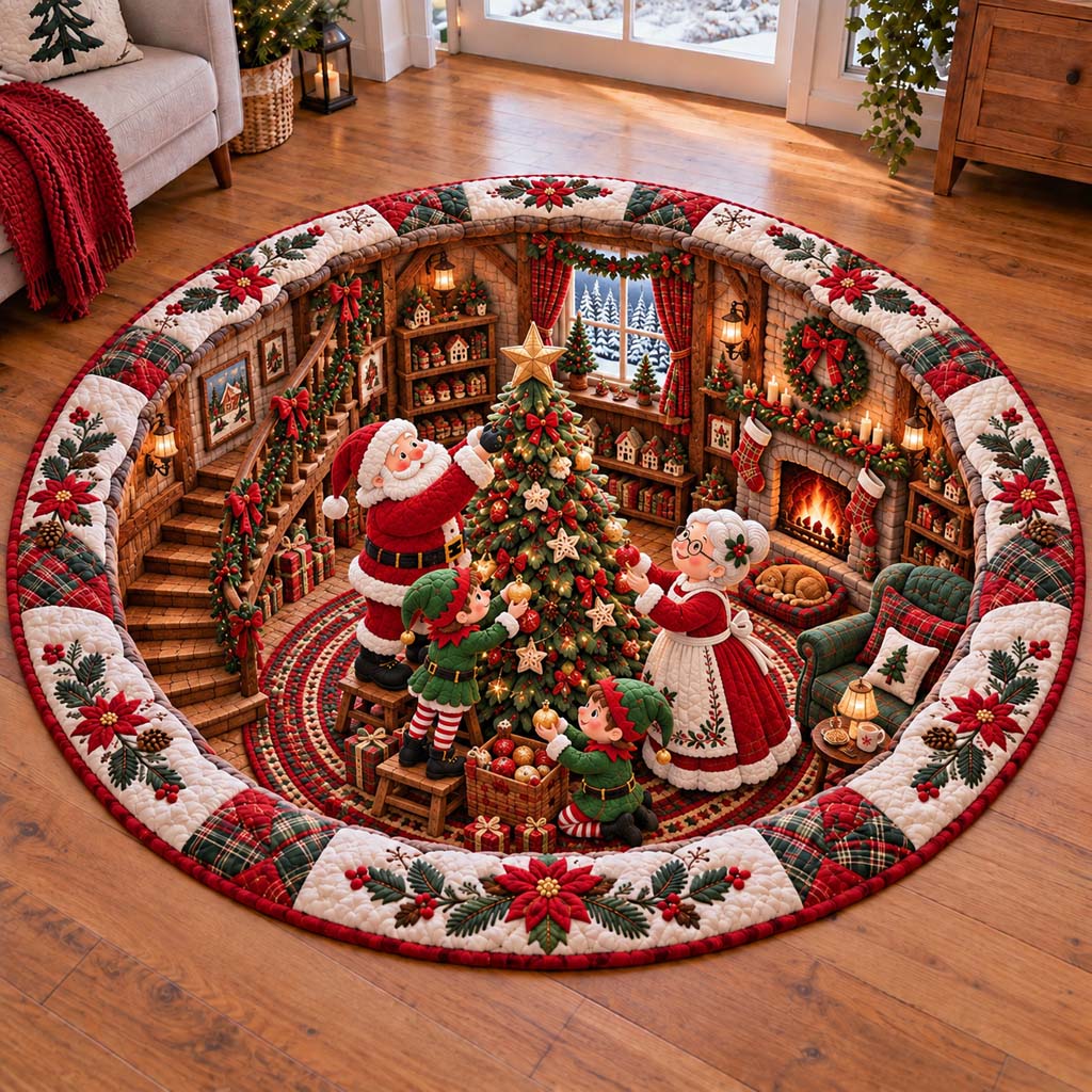 Santa Tree Quilted Round Mat SN0HH0726
