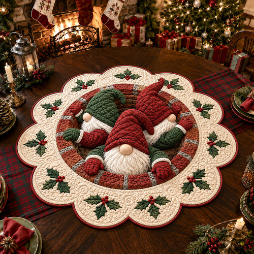 Santa Village Custom Shape Quilted Table Topper SN0TV162