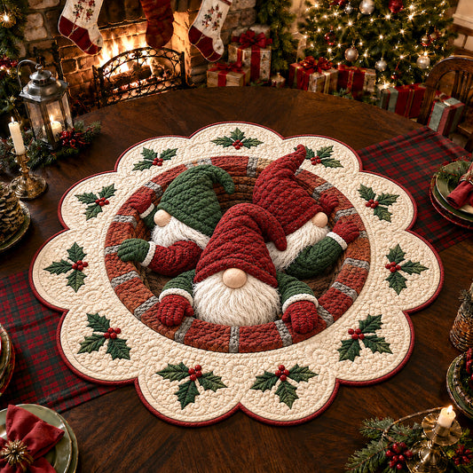 Santa Village Custom Shape Quilted Table Topper SN0TV162