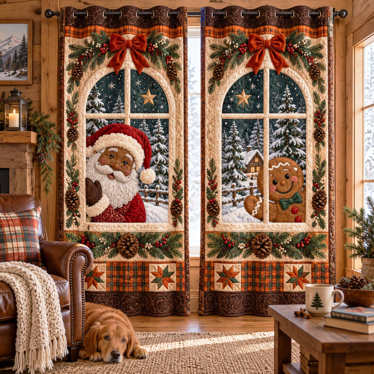 Santa Window Magic Quilted Curtains SN0TD846