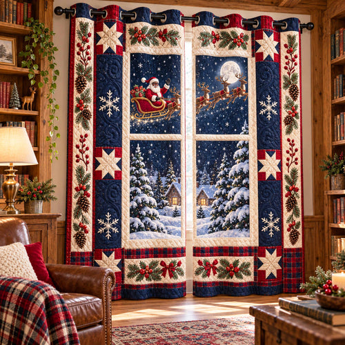 Santa Window Visit Quilted Curtains SN0TD842