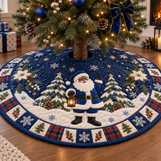 Santa Winter Pines Christmas Quilted Tree Skirt SN0TV418