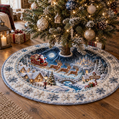 Santa Winter Wonderland Christmas Quilted Tree Skirt SN0DV907