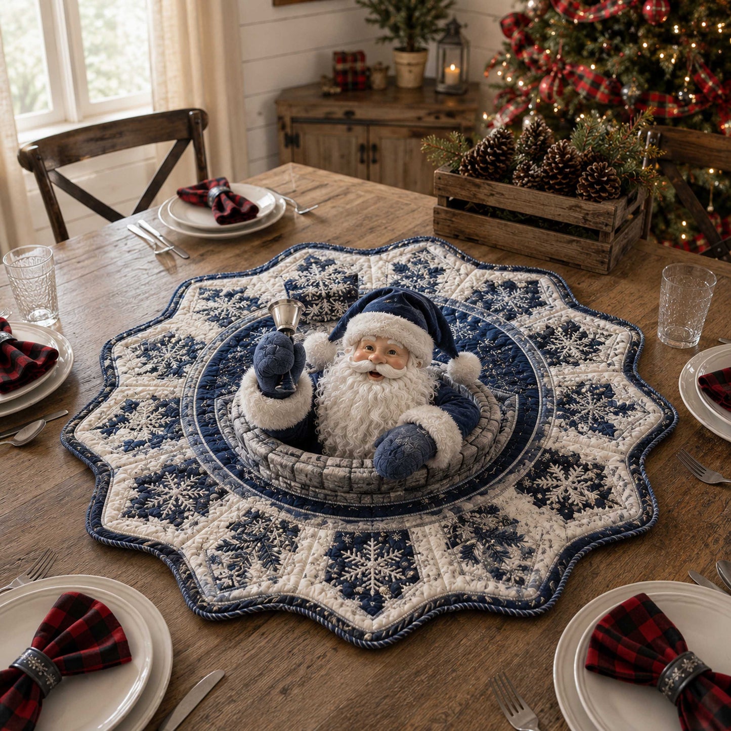 Santa Wishes Custom Shape Quilted Table Topper SN0TD188